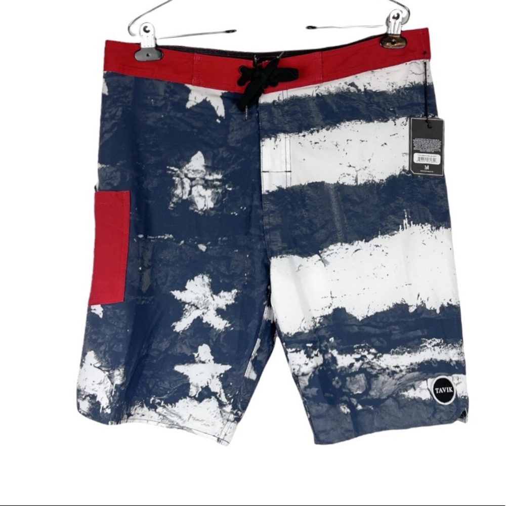 NEW Tavik Board Shorts Americana Red White Blue Size 34